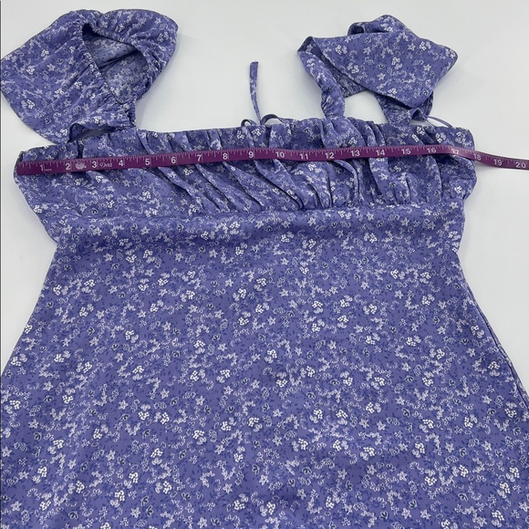 Zara lilac floral print dress milkmaid mini feminine flowy casual M - Picture 5 of 8